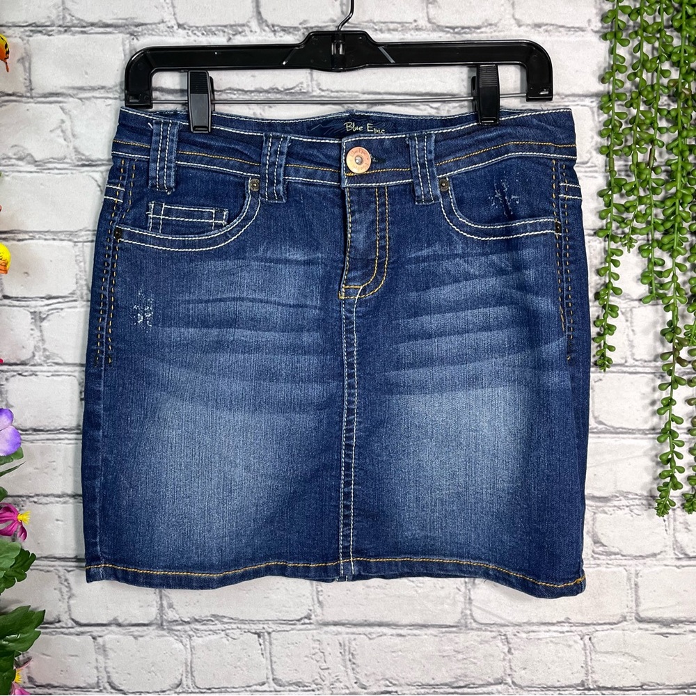 🌼3/$30🌼Blue Epic Dark Wash Denim Blue Mini Skirt Size 4/Small